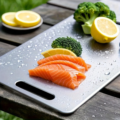 Titanium Cutting Board for Kitchen 14"x10" Large Double Sided | 100% Pure Titanium Metal Cutting Board | Durable Non-Porous Knife-Friendly Surface | Premium Kitchen Prep Board for Home & Professional Use