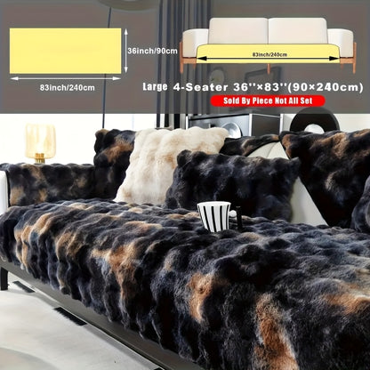 Plush Sofa Cover Faux Lamb Thick Fluffy Couch Slipcover Pet Friendly Machine Washable Gradient Color Polyester Furniture Protector for Armchair Single Double Triple Sofa Living Room Home Decor