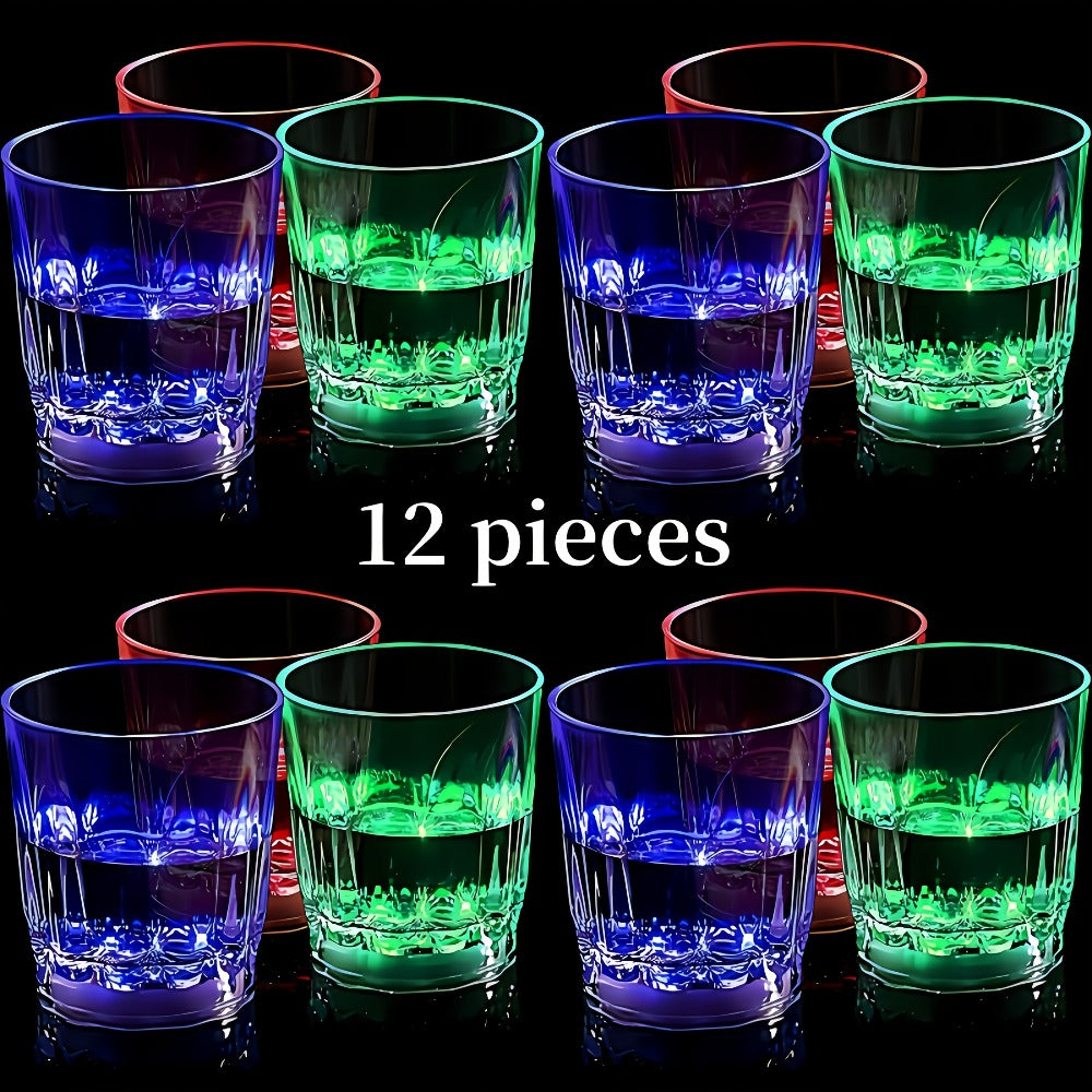 LED Light-Up Party Wine Glasses Set – 12 or 15pcs Glowing Plastic Cups with Colorful LED Lights for Birthday, Bar, Wedding, Holiday & Sports Events