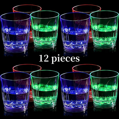 LED Light-Up Party Wine Glasses Set – 12 or 15pcs Glowing Plastic Cups with Colorful LED Lights for Birthday, Bar, Wedding, Holiday & Sports Events