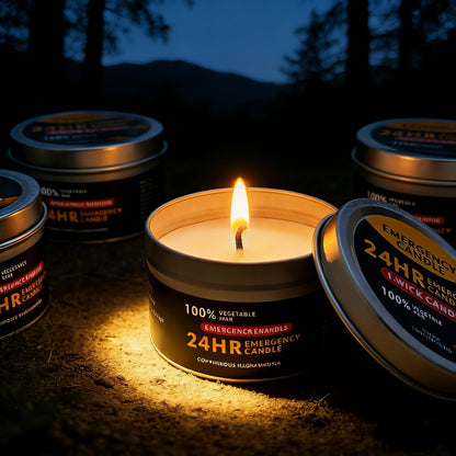 Long Burning Candles 4 Pack 96 Hour Burn Time Unscented Soy Palm Wax Candles in Metal Tins 80g Each Emergency Candles for Power Outage Camping Hiking Indoor Outdoor Holiday Decor Halloween Christmas