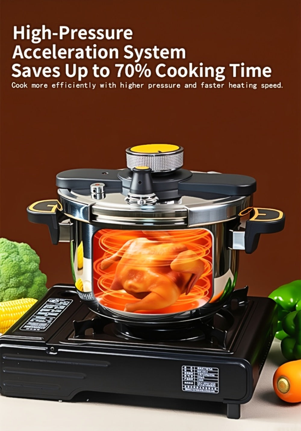 Pressure Cooker Stainless Steel with One-Twist Lock Lid – Heavy-Duty Induction & Gas Compatible Stew Pot in 1.32gal, 1.59gal & 2.11gal, Dishwasher Safe Family Soup Cooker for Daily Cooking