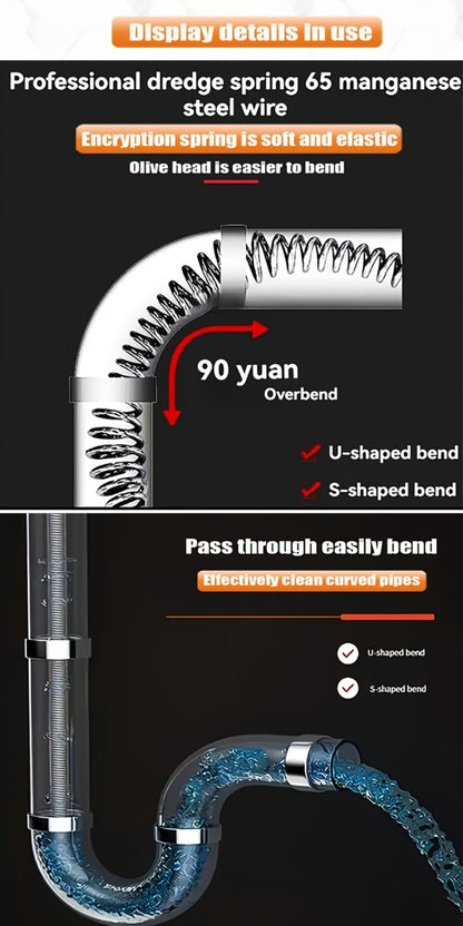 Drain Snake Pipe Unclogger 59 Inch Flexible Hair Clog Remover Tool for Sink, Toilet & Bathroom Drain – Reusable Plumbing Snake Drain Cleaner, Easy to Use