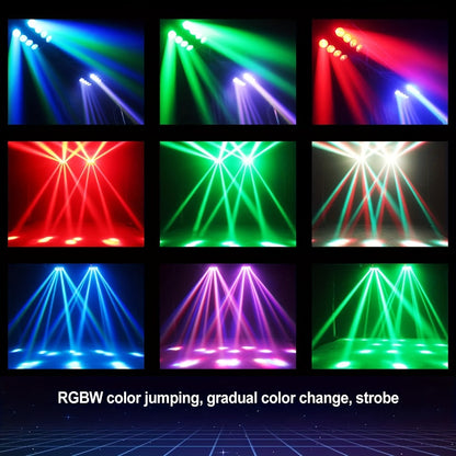 LED Spider Moving Head Stage Light 8x3W DJ Disco Party Light Sound Activated DMX-512 Control Beam Shaking Head Spider Lamp for Club Bar Wedding Carnival Festival Live Show