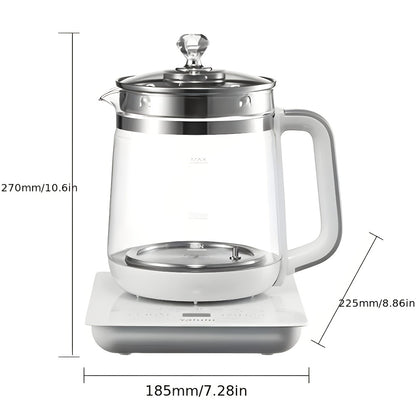 Electric Kettle 1.8L Multi-Function Health Pot 18 Functions Glass Lid SUS304 Tea Infuser Egg Steaming Rack Boiler Steamer for Tea Coffee Soup Oatmeal US Plug