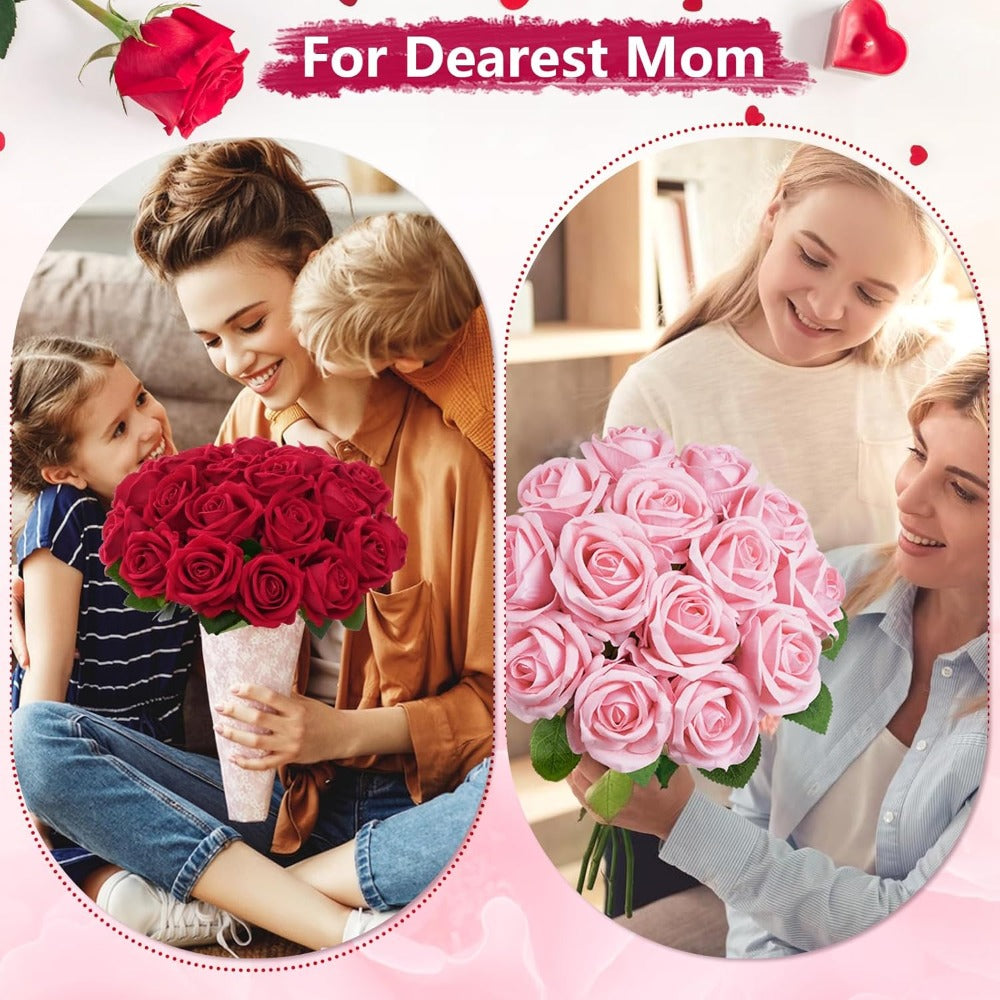 Artificial Roses Bulk with Long Stems – Real Touch Velvet Fake Flowers for Wedding Bouquet, Bridal Centerpiece, Valentine's Day, Mother's Day, Home Decor (50/100pcs, Multi Colors)