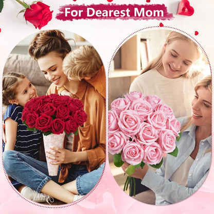 Artificial Roses Bulk with Long Stems – Real Touch Velvet Fake Flowers for Wedding Bouquet, Bridal Centerpiece, Valentine's Day, Mother's Day, Home Decor (50/100pcs, Multi Colors)