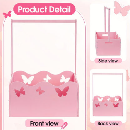 Wooden Baby Shower Gift Basket Crate with Handle Storage Hamper Baby Registry Gift for New Parents Nursery Organizer Pink Butterfly Blue Whale Pregnancy Gift