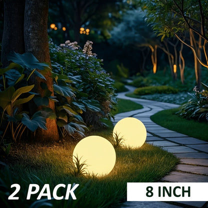 Solar Globe Lights Outdoor 8 Inch RGB Color Changing 16 Colors Remote Control Waterproof Garden Ball Light for Patio Yard Lawn Pool Pathway Party Decor