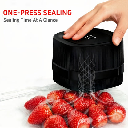 Electric Jar Vacuum Sealer 3-in-1 with 14 Sealing Lids – One-Button Leak-Proof Vacuum Sealing Machine for Food Storage, Fits Regular & Wide Mouth Jars, Wine Plug & Bag Included