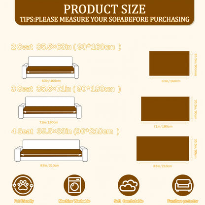 Non-Slip Sofa Cushion Cover Fuzzy Couch Pad Anti-Scratch Pet Friendly Machine Washable Fits 2 3 4 Seat Sectional Recliner 35.5 Inch Wide Beige Light Brown Grey
