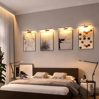 Picture Light 16 Inch Wireless Battery Powered LED Wall Light 6000mAh Rechargeable Remote Control Adjustable Brightness Art Light for Photo Frame Portrait Gallery Painting Home Decor Gold Black