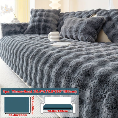 Faux Rabbit Plush Sofa Cover Winter Warm Thickened Anti-Slip Pet Friendly Cushion Protector for Living Room Bedroom Office 1 2 3 4 Seater