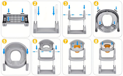 Potty Training Seat with Step Ladder 2-in-1 Toddler Toilet Seat & Stool - Foldable Kids Potty Chair with Splash Guard, Anti-Slip Pads & Handles for Boys Girls