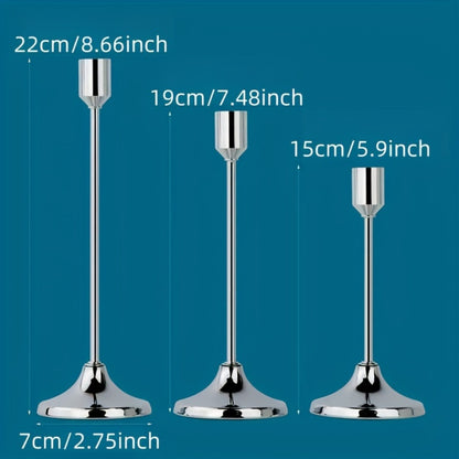 Metal Candlesticks Set of 6 – Taper Candle Holders for Wedding Centerpiece, Christmas, Halloween, Thanksgiving, Hanukkah, Easter & Romantic Candlelight Dinner Table Decor, Assorted Sizes, 3 Finishes