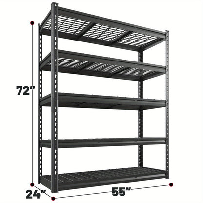 Heavy Duty 5 Tier Metal Shelving Unit Adjustable Up to 3000LBS for Garage Workshop Commercial Storage Rack No Bolt Easy Assembly Black