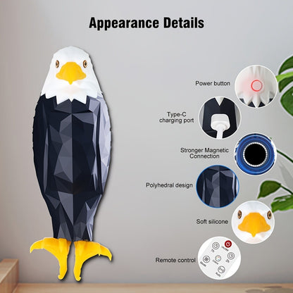Eagle LED Wall Lamp – Colorful Ambient Night Light with Motion Sensor, Rechargeable Battery, Remote Control & Magnetic Wall Mount for Bedroom Living Room Corridor Hallway Decor (Black)