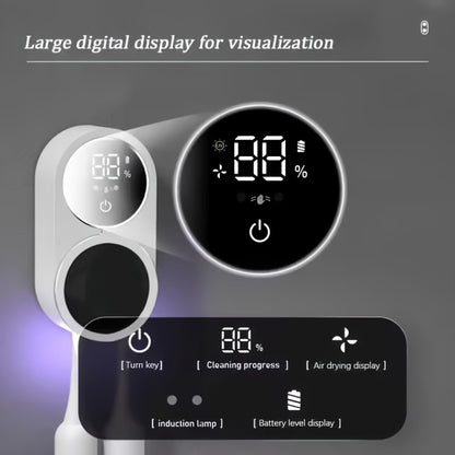 UV Toothbrush Holder Wall Mounted, Smart Double Toothbrush Sanitizer with Auto Dry & Sensor Door, USB Rechargeable, No-Drill Bathroom Storage with Battery Display – Hygienic Oral Care Organizer