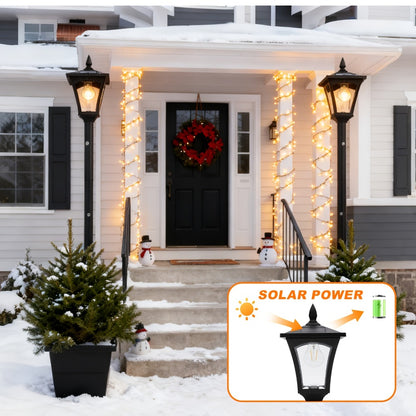 Solar Post Light Outdoor Garden Pathway Lamp IP44 Waterproof 60LM Warm White LED – Solar Powered Landscape Stake Light for Yard Driveway Patio Walkway Christmas Holiday Decoration