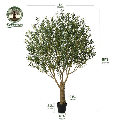 Artificial Olive Tree 5/6/7/8FT UV-Resistant Faux Olive Plant with Black Planter, Lifelike Silk Leaves, Mediterranean Indoor Outdoor Decor for Living Room Office Bedroom Patio