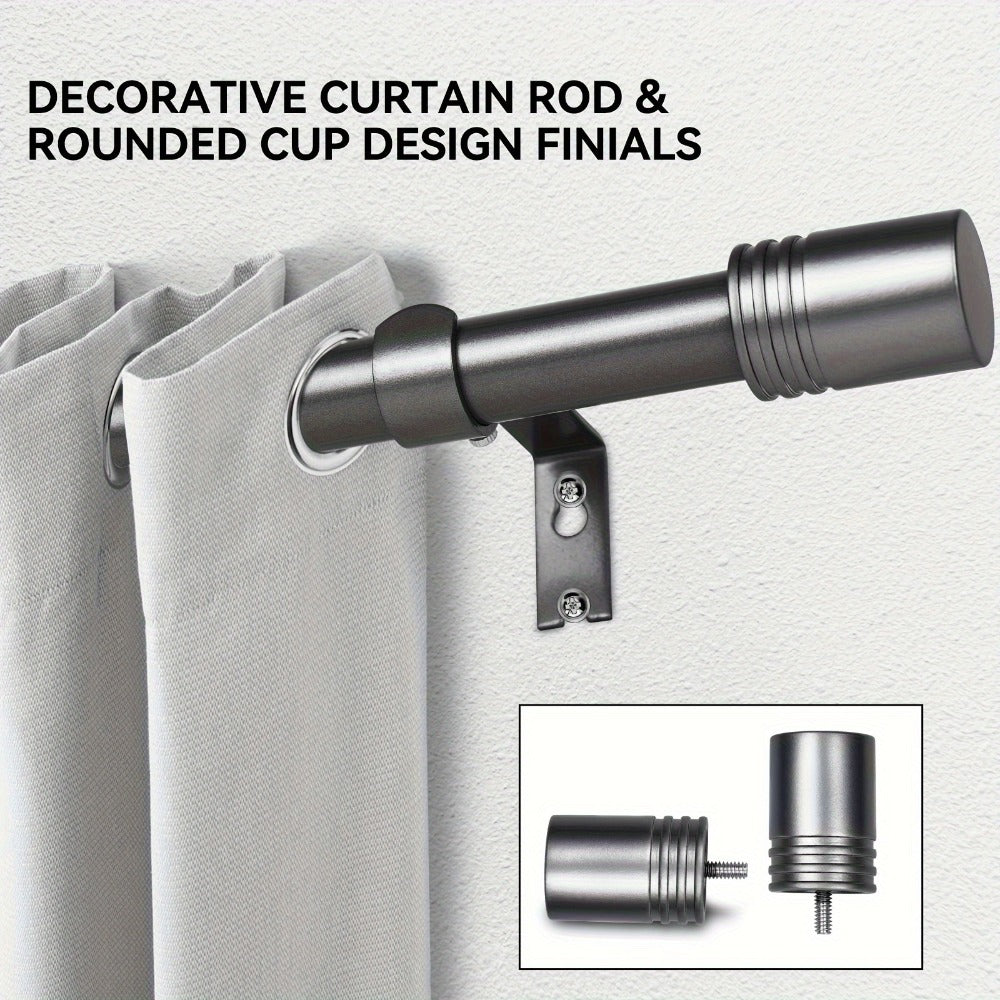 Adjustable Curtain Rods for Windows 1 Inch Diameter – Modern Decorative Drapery Rod with End Finials, 18"-45" to 36"-120" | Black, Brushed Nickel & Gold Finish