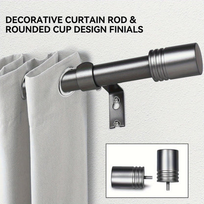 Adjustable Curtain Rods for Windows 1 Inch Diameter – Modern Decorative Drapery Rod with End Finials, 18"-45" to 36"-120" | Black, Brushed Nickel & Gold Finish