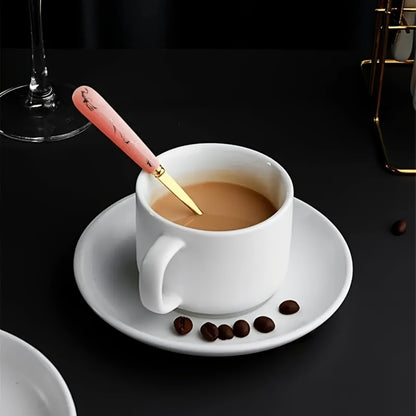Marble Pattern Cutlery Set 24pcs - Dinner Forks Soup Spoons Teaspoons for Home Hotel Restaurant