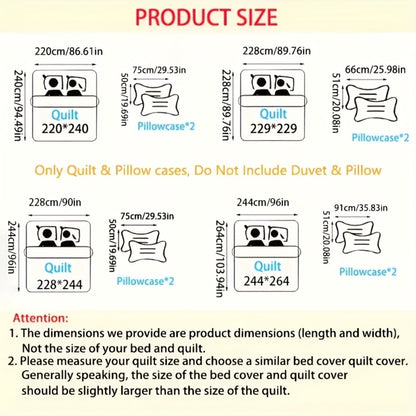 Quilt Set 3 Piece Soft Lightweight Bedding - Thin Bed Quilt with 2 Pillowcases for Bedroom Guest Room, Full Queen King, All Season Comforter Set, 10 Colors
