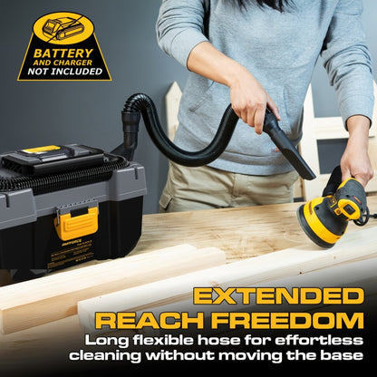 Cordless Wet Dry Vacuum 20V 2 Gallon - Powerful Suction Compatible with DeWalt 20V Batteries Long Hose 4 Nozzles Replacement Cartridge | Tool Only | Home Car Workshop Garage Cleaning