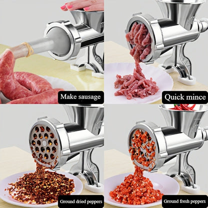 Manual Meat Grinder with Table Clamp Heavy Duty Stainless Steel Hand Crank Food Processor for Grinding Meat Vegetables & Spices – No Electricity Required