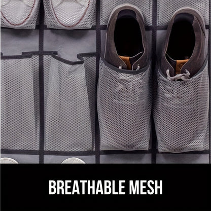 Over the Door Shoe Organizer Hanging Mesh Pocket | 28 35 40 Compartments 7-8 Layer with Hooks | Behind Door Storage Rack for Closet Dorm Room Bedroom Classroom Bathroom