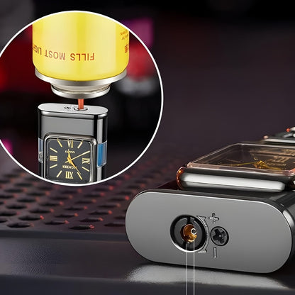 Double Flame Retro Metal Lighter Windproof Refillable Butane Outdoor Portable Quartz Ignition Dragon Eagle Gun Type Ice Golden Bronze Mahogany Creative Men Gift Box Packaging