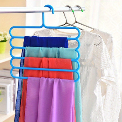 Multi-Layer Pants Hangers Set of 5 – 5-Tier Space Saving Clothes Rack, Slip-Resistant Adjustable Wardrobe Organizer for Pants, Jeans & Clothes, Closet & Laundry Room Storage