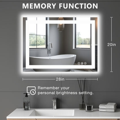 LED Bathroom Mirror with Anti-Fog – Dimmable Vanity Mirror, 3 Color Lighting Modes, Dual Light Source, Wall Mounted Horizontal or Vertical, Tempered Glass, Multiple Sizes