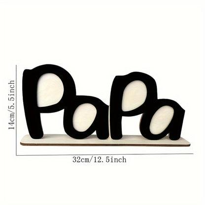 Wooden Photo Frame Papa Circular Classic Design Desktop Display Sentimental Gift for Dad Husband Grandfather Father's Day Birthday Christmas Home Decor Durable Wood Picture Frame