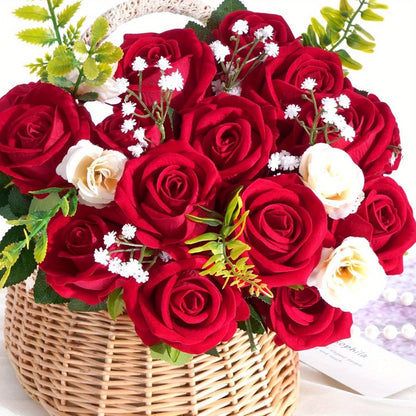Artificial Roses Bulk with Long Stems – Real Touch Velvet Fake Flowers for Wedding Bouquet, Bridal Centerpiece, Valentine's Day, Mother's Day, Home Decor (50/100pcs, Multi Colors)