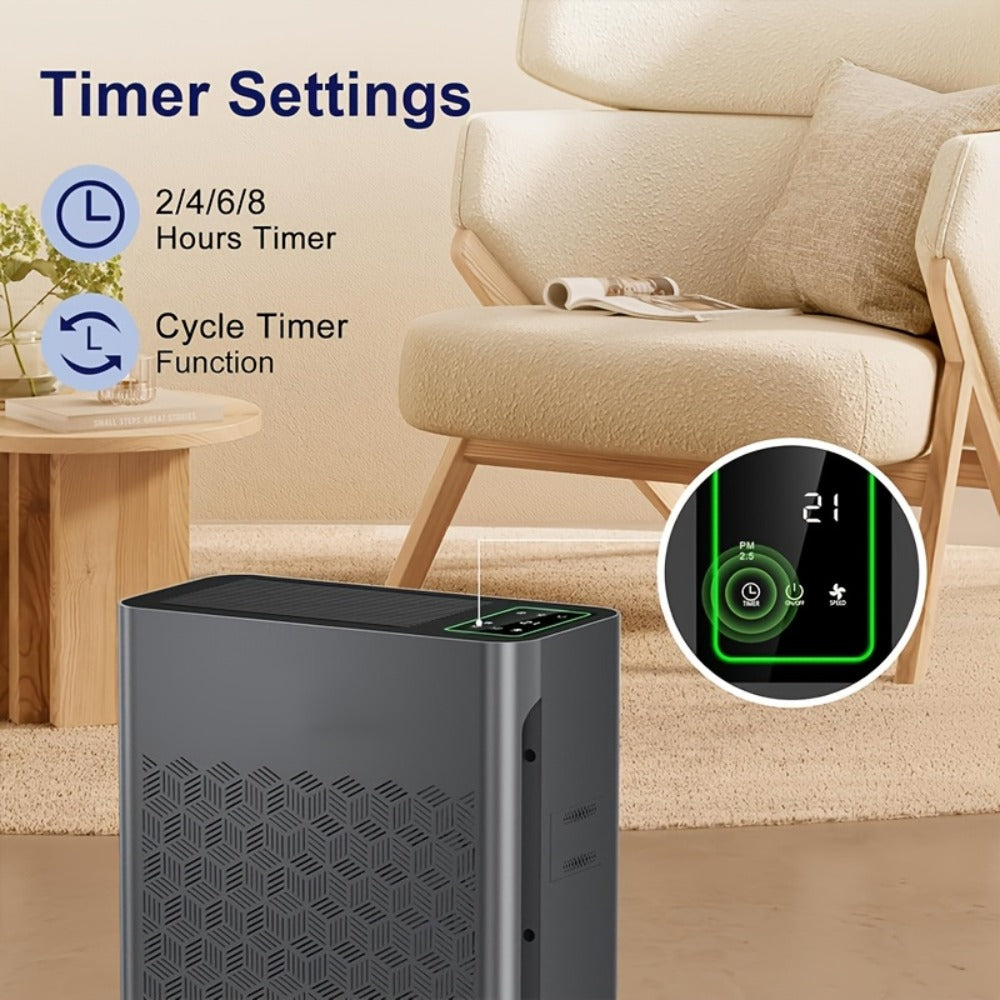 Large Area Air Purifier Covers 1095ft² with Air Quality Display Timer for Bedroom Living Room Indoor Home Office Multiple Colors