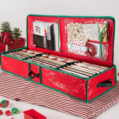 40-Inch Waterproof Holiday Storage Bag - Large Underbed Organizer with Zipper, Interior Pockets & Dustproof Cover for Christmas Decorations, Gift Wrap & Seasonal Items