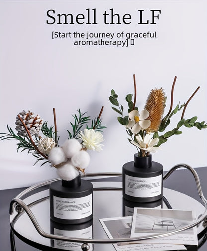 Reed Diffuser with Real Flowers & Essential Oil - Long-Lasting Home Fragrance Scent Sticks for Bedroom Bathroom Living Room, Jasmine Gardenia Sandalwood Citrus