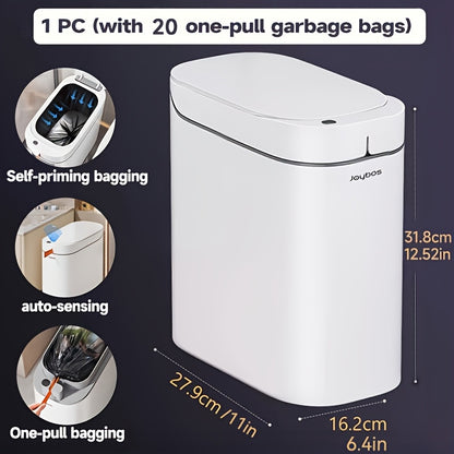 Automatic Sensor Trash Can Self-Emptying 3.8 Gallon with Drawstring Bags - Hands Free Infrared Smart Waste Bin for Bathroom Kitchen Bedroom Office Dorm Room