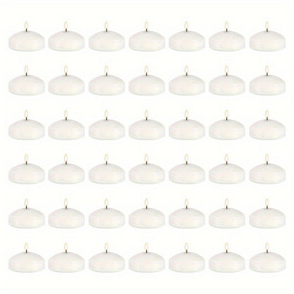 Floating Candles White Set of 42 – 1.5 Inch Small Pool Candles, 4-8 Hour Burn, Wedding Centerpiece, Pool Party, Christmas, Halloween, Easter & Thanksgiving Ambience Decoration