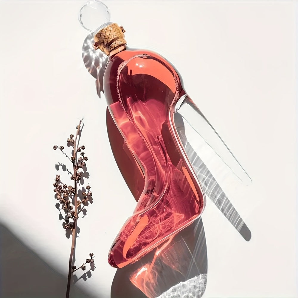 High Heel Shoe Decanter Crystal Glass with Stopper 26oz – Handmade Lead-Free Transparent Wine Decanter for Kitchen Dining Decor, Valentine's Day & Holiday Gift