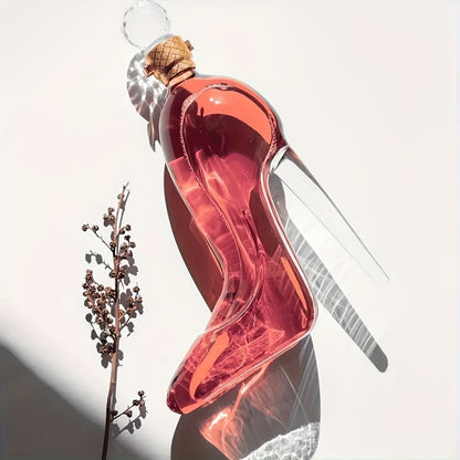 High Heel Shoe Decanter Crystal Glass with Stopper 26oz – Handmade Lead-Free Transparent Wine Decanter for Kitchen Dining Decor, Valentine's Day & Holiday Gift