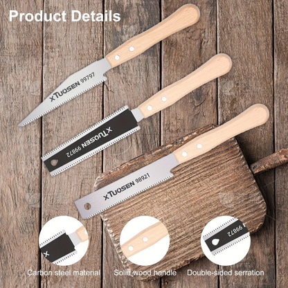 Japanese Pull Saw Set 3-Piece Double-Sided Hand Saw with Fine & Coarse Teeth Flush Cut Tenon Saw for Woodworking Trimming Hardwood Softwood Joinery Carpentry DIY Projects