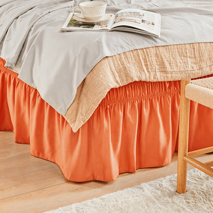 Bed Skirt with Adjustable Elastic Belt - Ruffle Microfiber Dust Ruffle 15 Inch Drop, Hotel Quality, Fade Resistant, Machine Washable, Easy Wrap Fit