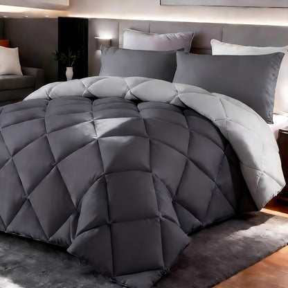 Comforter Set 2-3 Piece Rhombus Grid Luxury - Soft Lightweight Breathable Oversized Bedding Set with Pillowcases, All Season Twin Queen King, 24 Colors Available