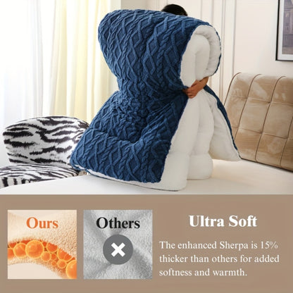Sherpa Comforter Double-Sided Plush Taffeta, Extra Thick 500GSM Warm Fluffy Comforter for Autumn & Winter – Soft Cozy Bedding for Twin XL, Full, Queen, King (Grey/Pink/Beige/Blue)