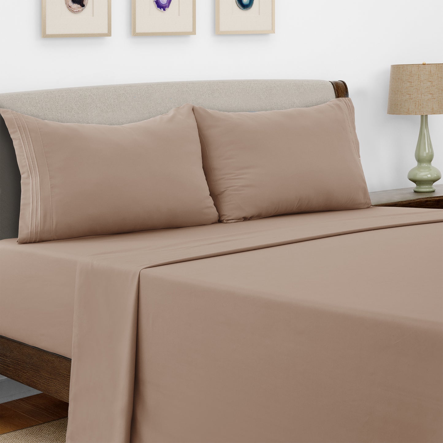 Microfiber Bed Sheet Set 4 Piece - Soft Breathable Deep Pocket 16 inch Fitted Sheet, Flat Sheet & Pillowcases, Wrinkle Fade Resistant Bedding for All Seasons Twin Twin XL Full Queen King Cal King, 24 Colors
