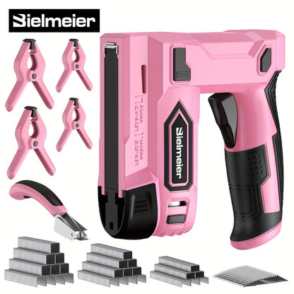Cordless Stapler Brad Nailer 2-in-1 4V / 20V No Compressor – Lightweight with Battery, Charger & 1600pcs Nails & Staples, for Carpentry, Home Improvement, Upholstery & DIY – Multiple Colors & Upgrade Versions