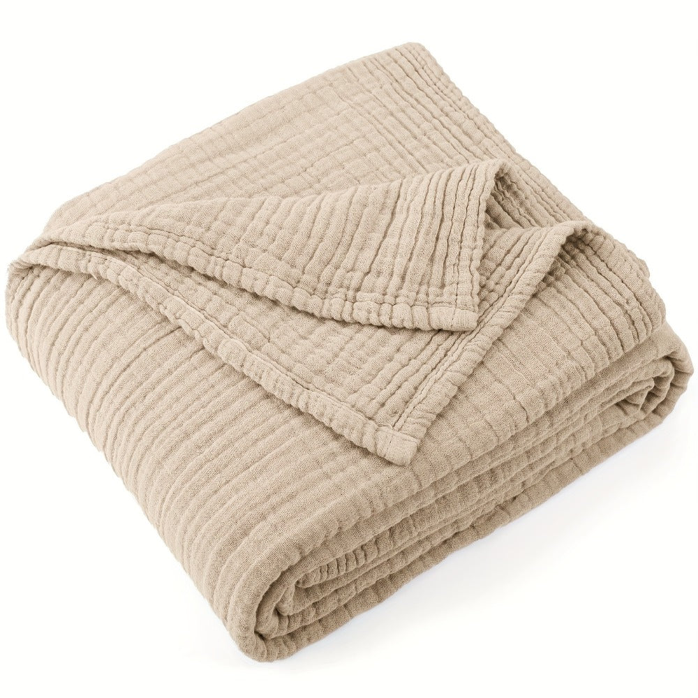 Muslin Blanket 100% Cotton 6-Layer – Breathable Soft Gauze Throw for Couch & Bed, All Season, Machine Washable, 13 Colors, 5 Sizes